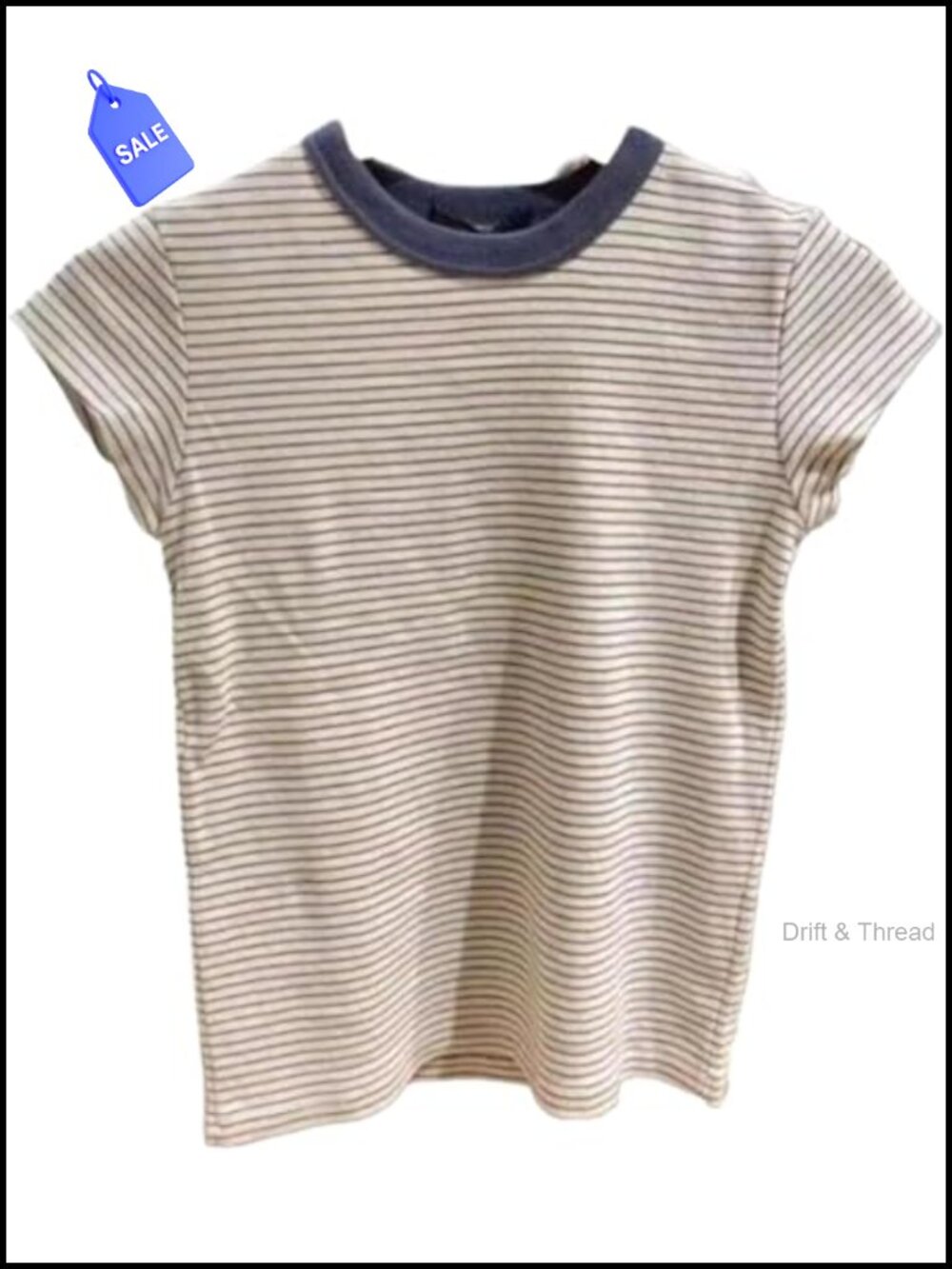 Striped Short Sleeve Crew Neck Slim Fit Knit T-Shirt Contrast Trim